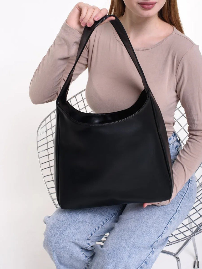 Sac à main en simili vegan, élégant et tendance, style hobo, modèle Cécile - Sac à main - Noir