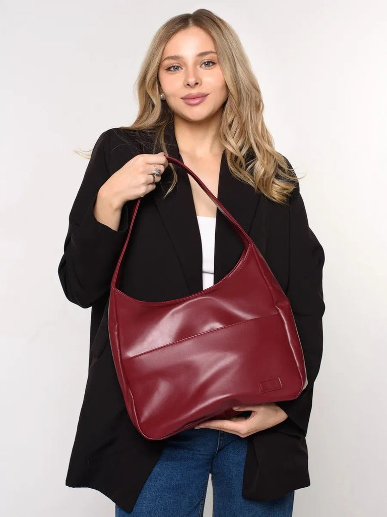 Sac à main en simili vegan, élégant et tendance, style hobo, modèle Cécile - Sac à main - Rouge