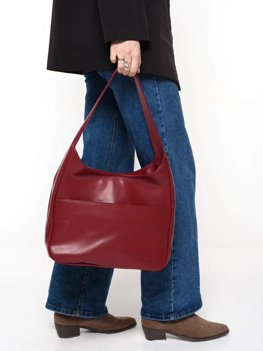 Sac à main en simili vegan, élégant et tendance, style hobo, modèle Cécile - Sac à main - Rouge