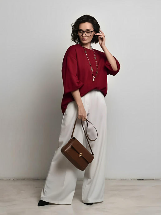 Sac à main en simili vegan, rabat élégant, design minimaliste, porté main ou épaule, format compact, modèle Cindy - Sac à main - Marron