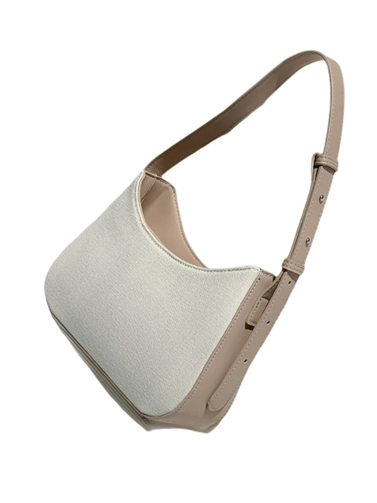 Sac à main épaule en toile, design minimaliste, bandoulière ajustable, fermeture zippée, modèle Clara - Sac à main - Beige