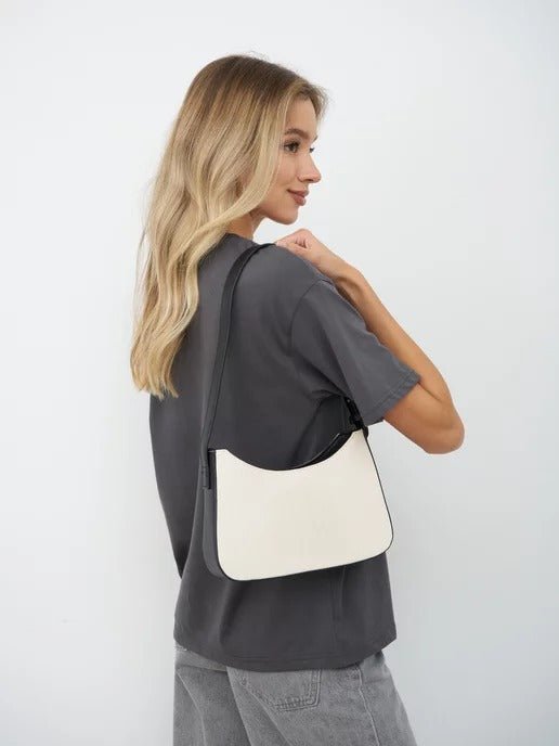 Sac à main épaule en toile, design minimaliste, bandoulière ajustable, fermeture zippée, modèle Clara - Sac à main - Noir