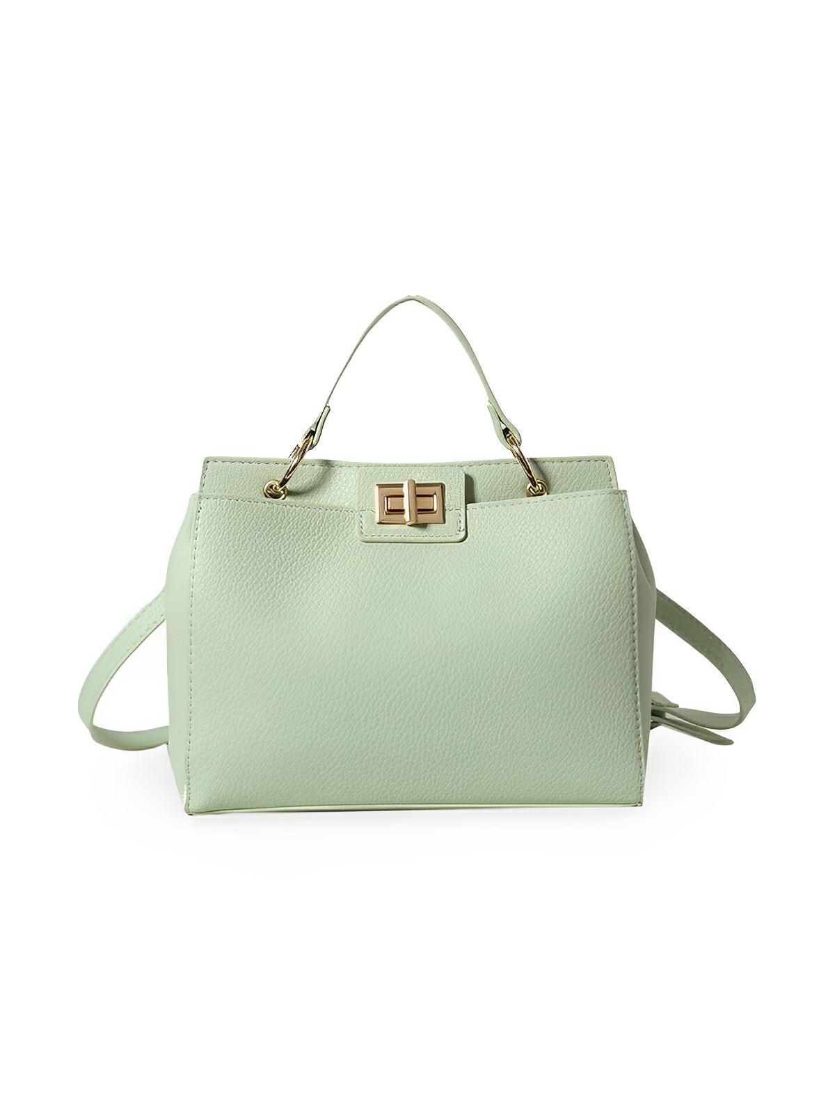 Sac à main femme, porté épaule et main, simili vegan, spacieux et raffiné, fermeture pivotante et zippée, modèle Henriette - Sac à main - Vert