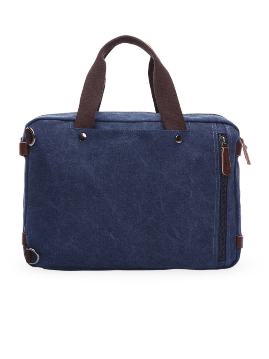 Sac bandoulière convertible en sac à dos, style business en toile canvas, multi - poches, modèle Nolan - Sac Bandoulière - Bleu