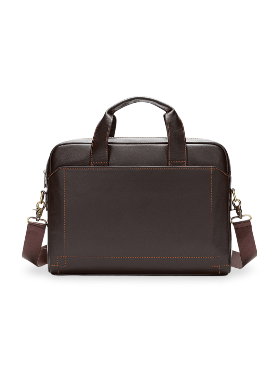 Sac bandoulière en cuir, pour homme, format A4, multi - poches, modèle Fadri - Sac Bandoulière - Café