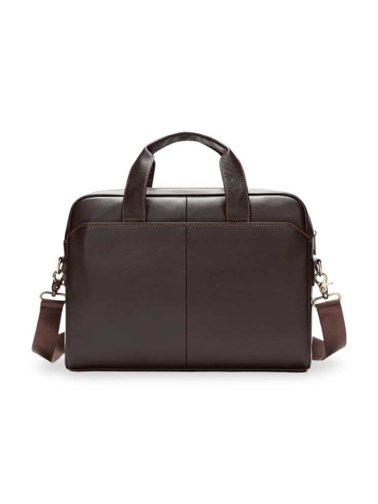 Sac bandoulière en cuir, pour homme, format A4, multi - poches, modèle Fadri - Sac Bandoulière - Café