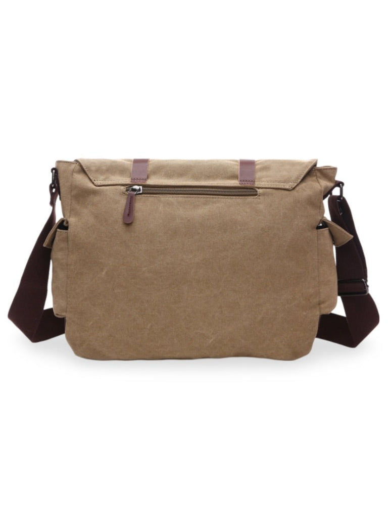 Sac bandoulière en toile et simili vegan, réglable, à usage quotidien, modèle Pascalin - Sac Bandoulière - Beige