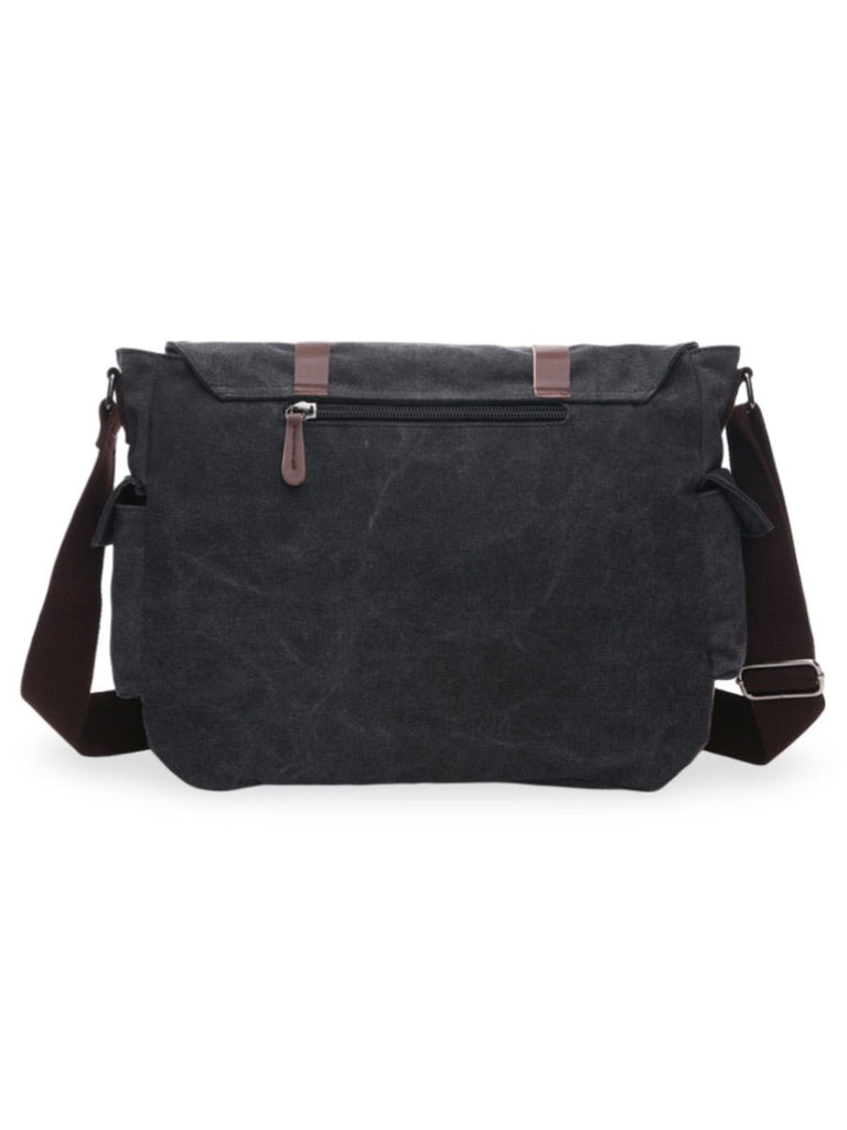 Sac bandoulière en toile et simili vegan, réglable, à usage quotidien, modèle Pascalin - Sac Bandoulière - Noir