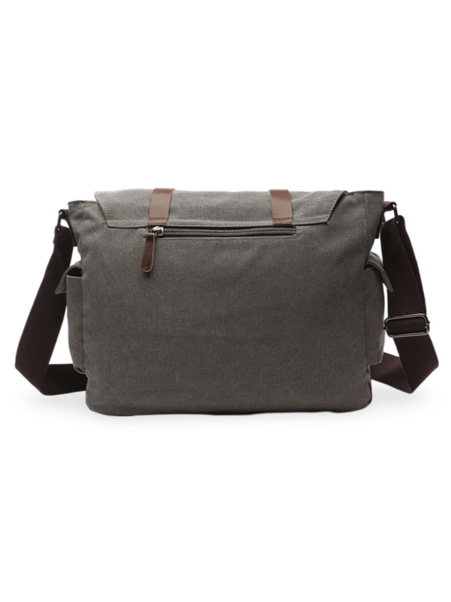 Sac bandoulière en toile et simili vegan, réglable, à usage quotidien, modèle Pascalin - Sac Bandoulière - Gris