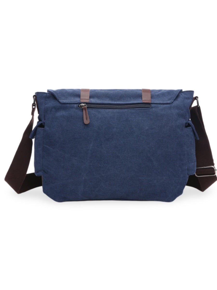 Sac bandoulière en toile et simili vegan, réglable, à usage quotidien, modèle Pascalin - Sac Bandoulière - Bleu