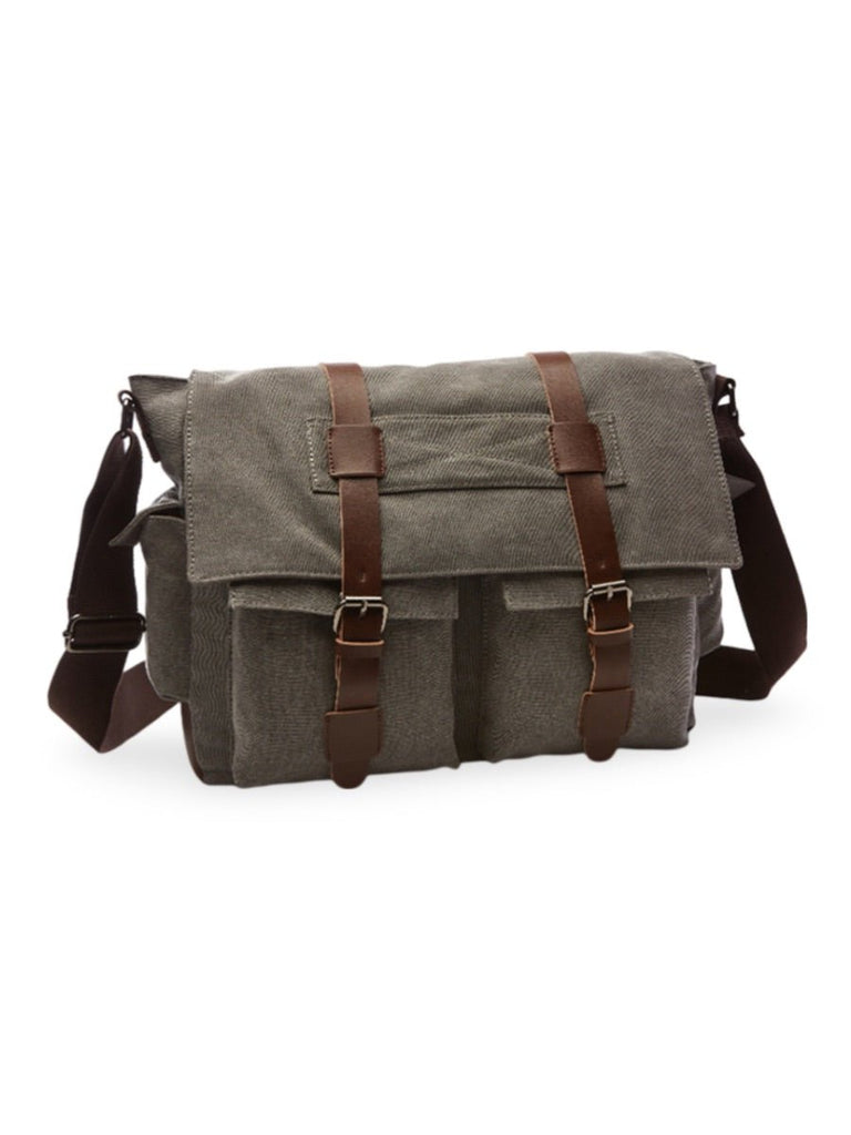 Sac bandoulière en toile et simili vegan, réglable, à usage quotidien, modèle Pascalin - Sac Bandoulière - Gris