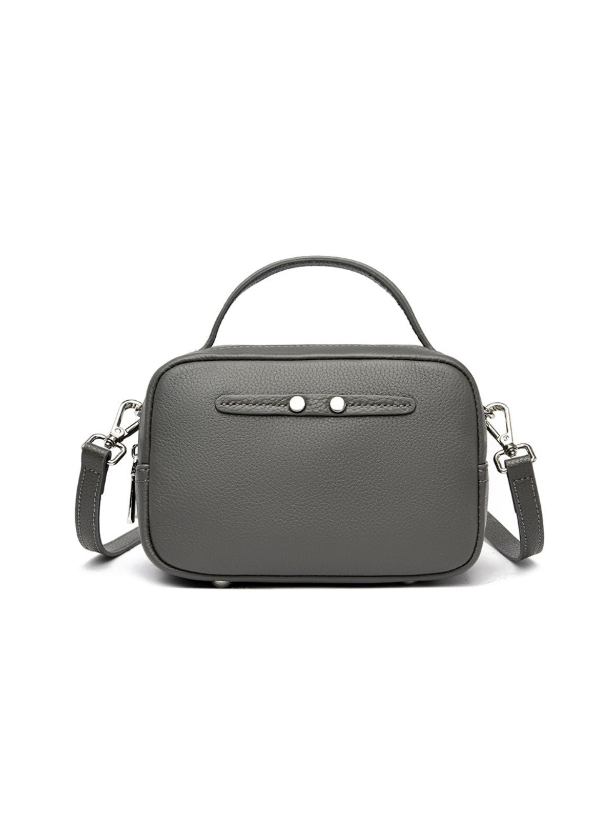 Sac bandoulière femme, en simili vegan véritable, format compact, design structuré, modèle Claudia - Sac Bandoulière - Gris