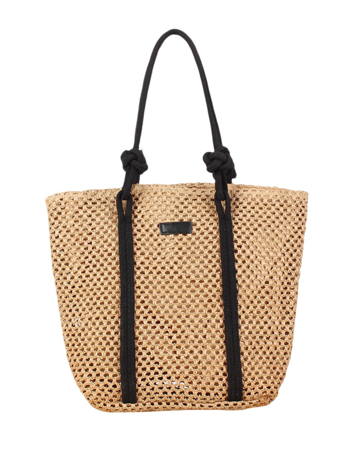 Sac cabas de plage, femme, panier tressé raphia, sac d'été léger, idéal pour vacances, style bohème, modèle Louanne - Sac de plage - Camel