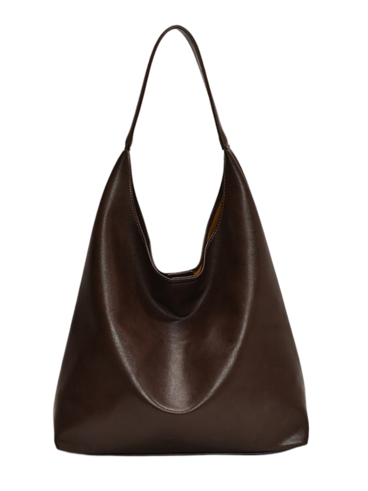 Sac cabas tendance femme, grand format, design minimaliste, simili vegan souple, usage quotidien, modèle Joanny - Sac Bandoulière - Café