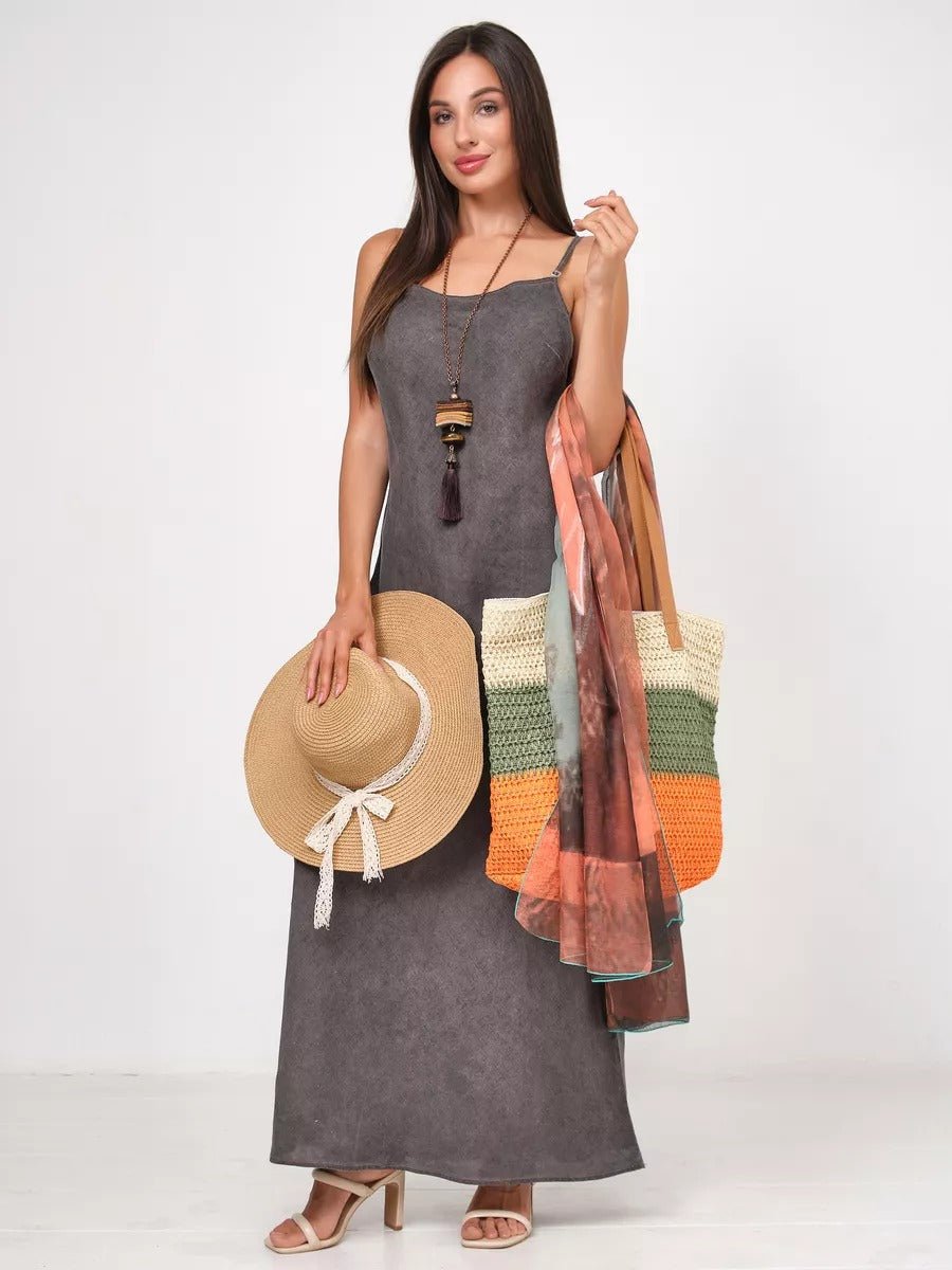 Sac de plage cabas, paille raphia multicolore, grand format, plage, été, anses simili vegan, tote bag vacances, modèle Julie - Sac de plage - Vert et orange