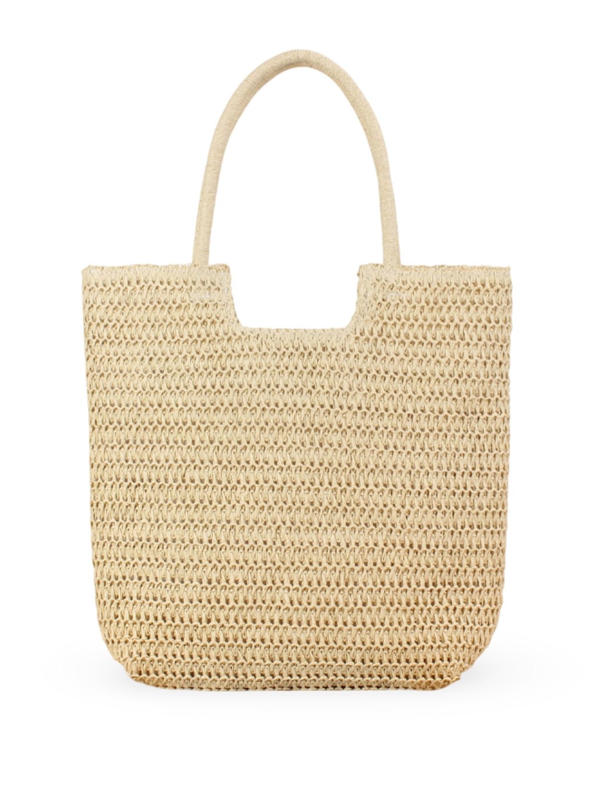 Sac de plage en raphia, grand format, léger, vacances à la mer, porté épaule, style tote bag à paille, modèle Alexia - Sac de plage - Beige