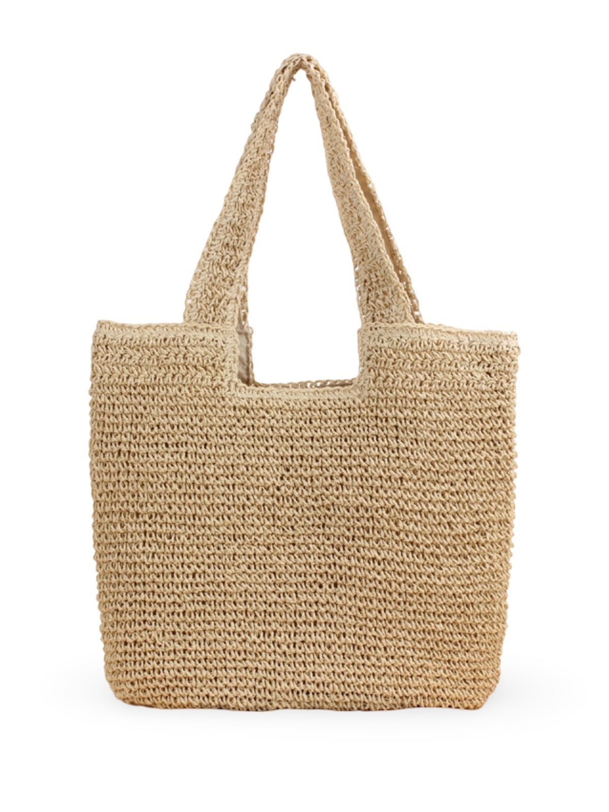Sac de plage en raphia tressé, grand format, plage ou ville, style naturel, doublure polyester, style tote - bag, modèle Fabia - Sac de plage - Beige