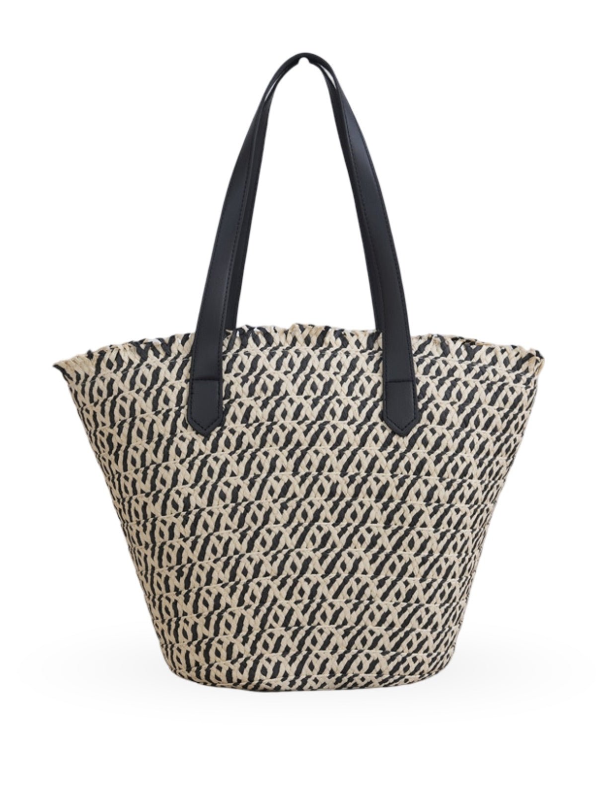 Sac de plage pour femme, grand cabas d'été à paille, sac épaule léger, panier tressé chic style tote bag, modèle Céline - Sac de plage - Noir
