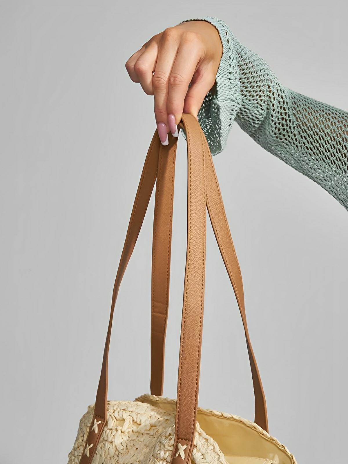 Sac de plage rond raphia, cabas plage bohème, grand sac d'été pour femme, tote - bag de vacances, modèle Gabriella - Sac de plage - Beige