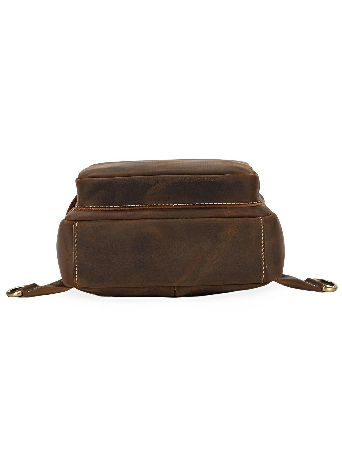 Sac de poitrine en cuir, grande capacité, pratique et tendance, modèle Desiderius - Sacoche - Café