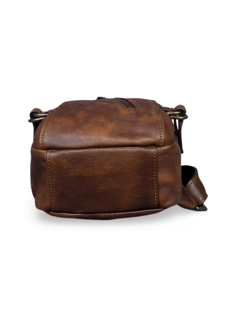 Sac de poitrine en cuir, pour l'homme moderne et actif, au rangement pratique, modèle Odon - Sacoche - Marron