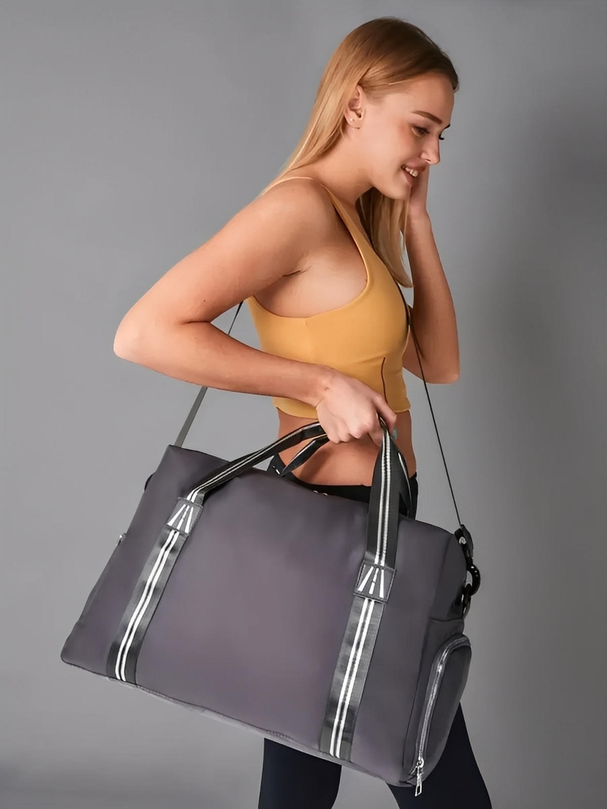 Sac de sport multifonction pour voyage, cabine avion, fitness, week - end et salle de sport, modèle Carmen - Sac de voyage - Gris