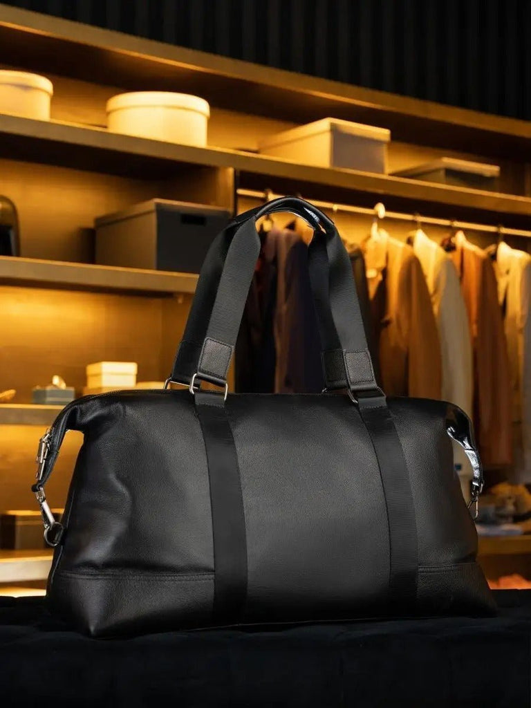 Sac de voyage en cuir homme, grande capacité, imperméable, idéal pour les week - end et le sport, modèle Taurin - Sac de voyage - Noir