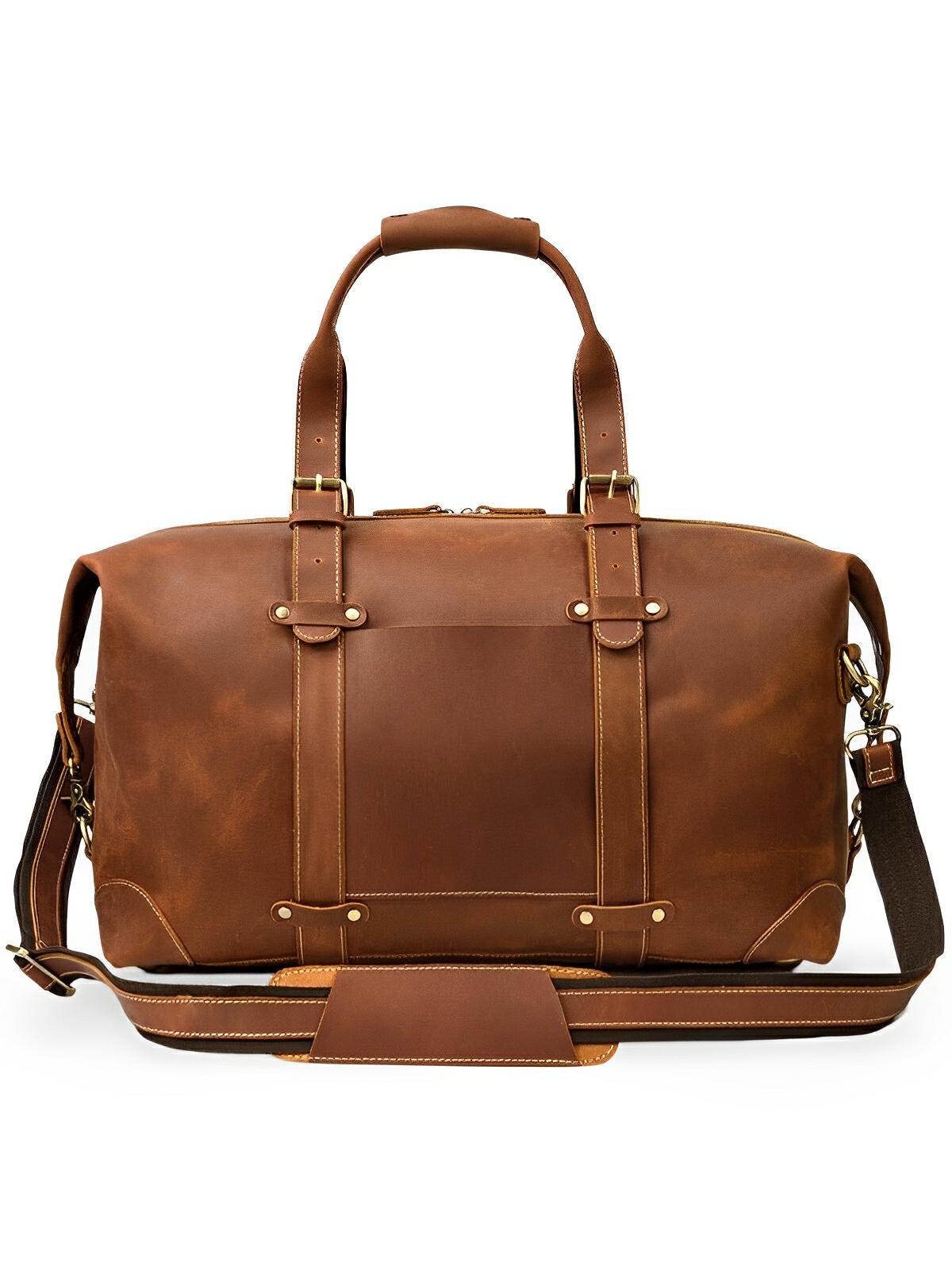 Sac de voyage en cuir, inspiration sacoche vintage, modèle Waleran - Sac de voyage - Marron