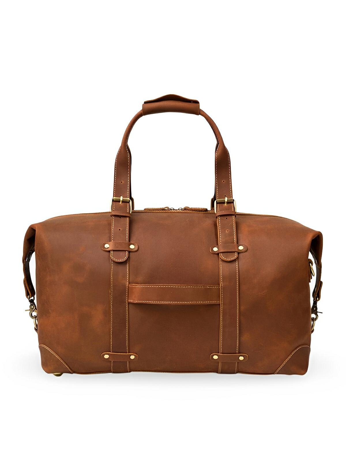 Sac de voyage en cuir, inspiration sacoche vintage, modèle Waleran - Sac de voyage - Marron