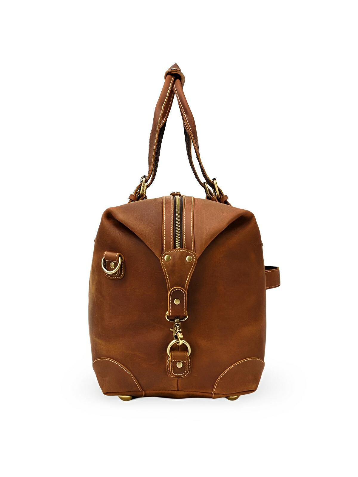 Sac de voyage en cuir, inspiration sacoche vintage, modèle Waleran - Sac de voyage - Marron
