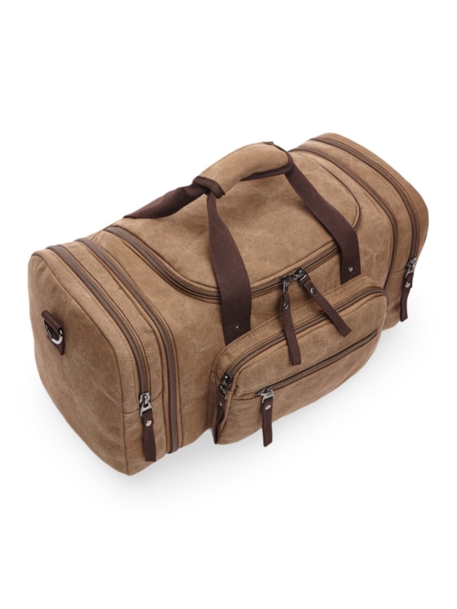 Sac de voyage en toile pour homme, grand format, multi - poches, et résistant, modèle Tony - Sac de voyage - Marron