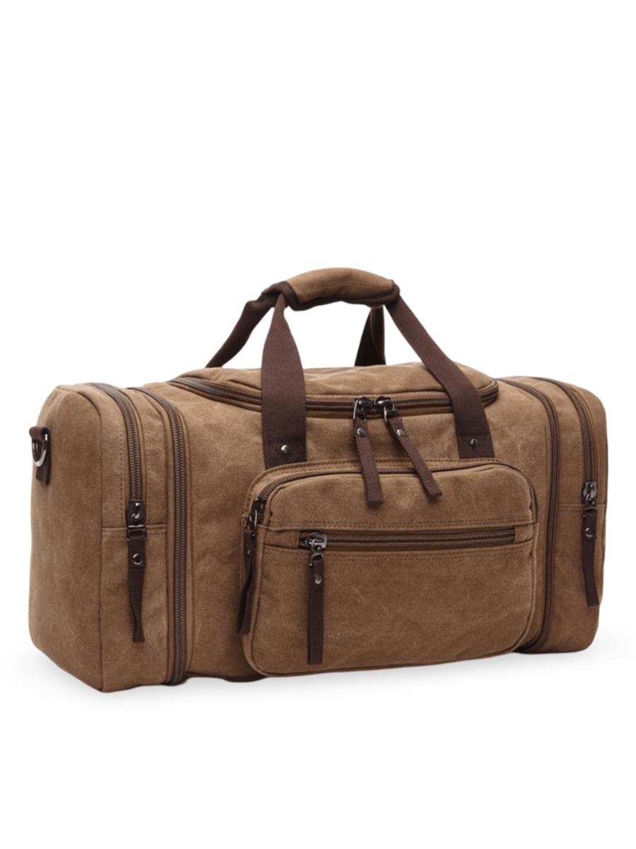 Sac de voyage en toile pour homme, grand format, multi - poches, et résistant, modèle Tony - Sac de voyage - Marron