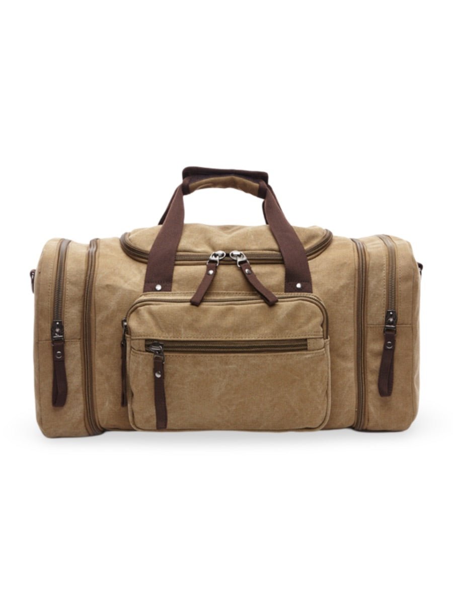 Sac de voyage en toile pour homme, grand format, multi - poches, et résistant, modèle Tony - Sac de voyage - Beige