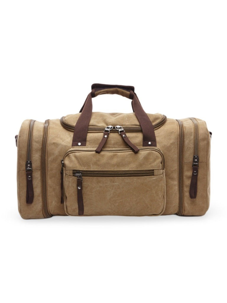 Sac de voyage en toile pour homme, grand format, multi - poches, et résistant, modèle Tony - Sac de voyage - Beige