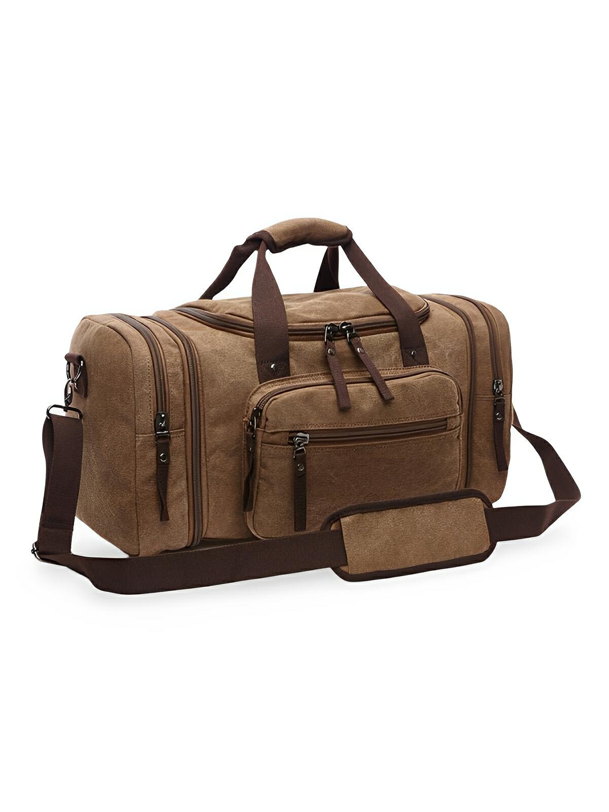 Sac de voyage en toile pour homme, grand format, multi - poches, et résistant, modèle Tony - Sac de voyage - Marron