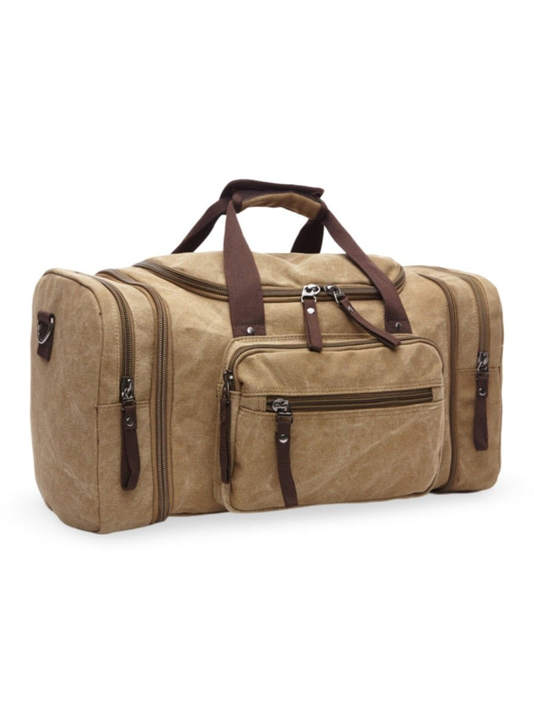 Sac de voyage en toile pour homme, grand format, multi - poches, et résistant, modèle Tony - Sac de voyage - Beige