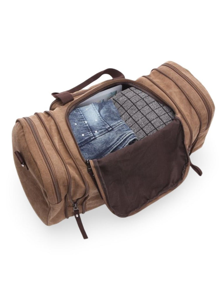 Sac de voyage en toile pour homme, grand format, multi - poches, et résistant, modèle Tony - Sac de voyage - Marron