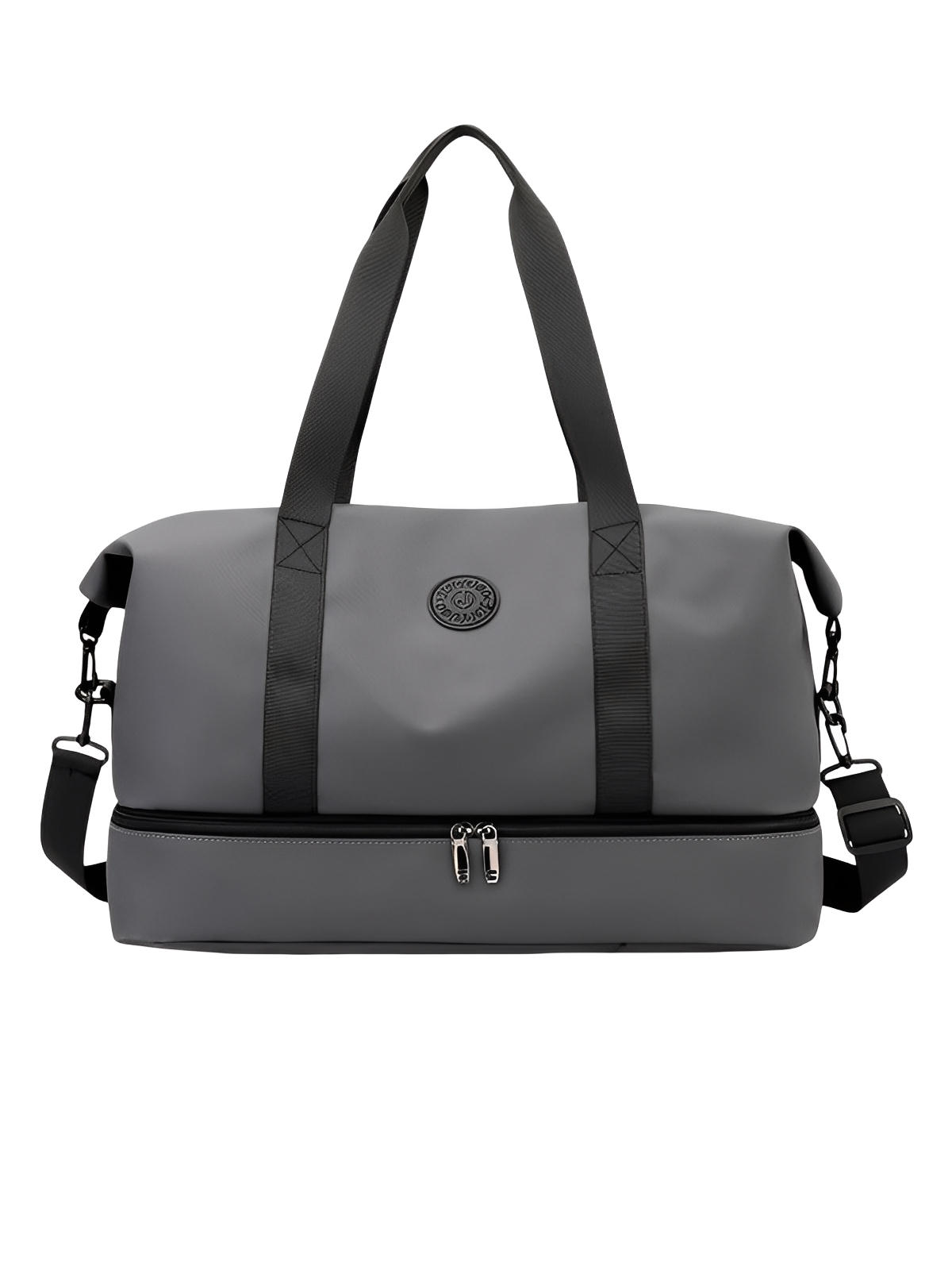Sac de voyage grande capacité, sac de sport déperlant, compartiment chaussures, sac week - end mixte, bandoulière réglable, modèle Mahaut - Sac de voyage - Gris