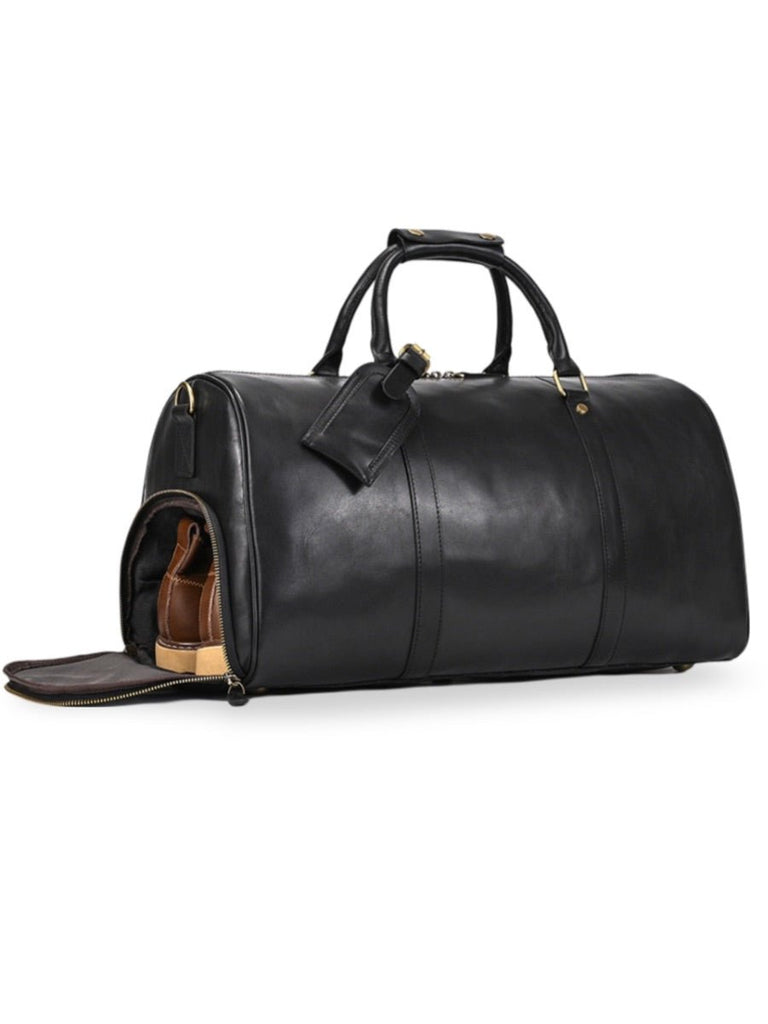 Sac de voyage long en cuir, grande capacité, multi - compartiments, modèle Mériadec - Sac de voyage - Noir