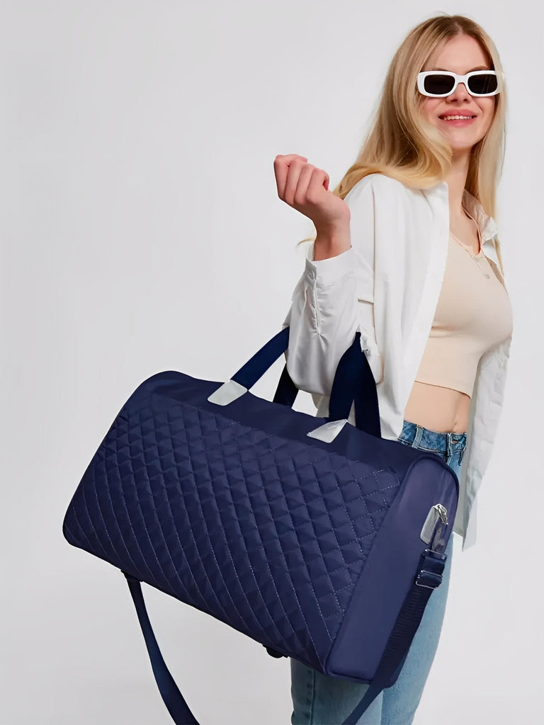 Sac de voyage matelassé, sac cabine léger, sac de sport femme, sac weekend résistant, modèle Pélagie - Sac de voyage - Bleu marine