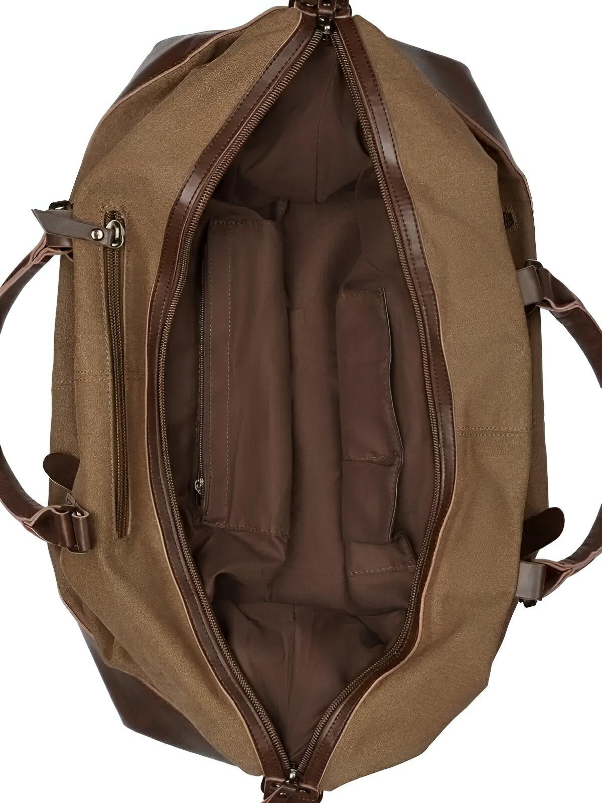 Sac de voyage toile et simili vegan, grand format, pratique et résistant, multi - usage, modèle Bazin - Sac de voyage - Marron