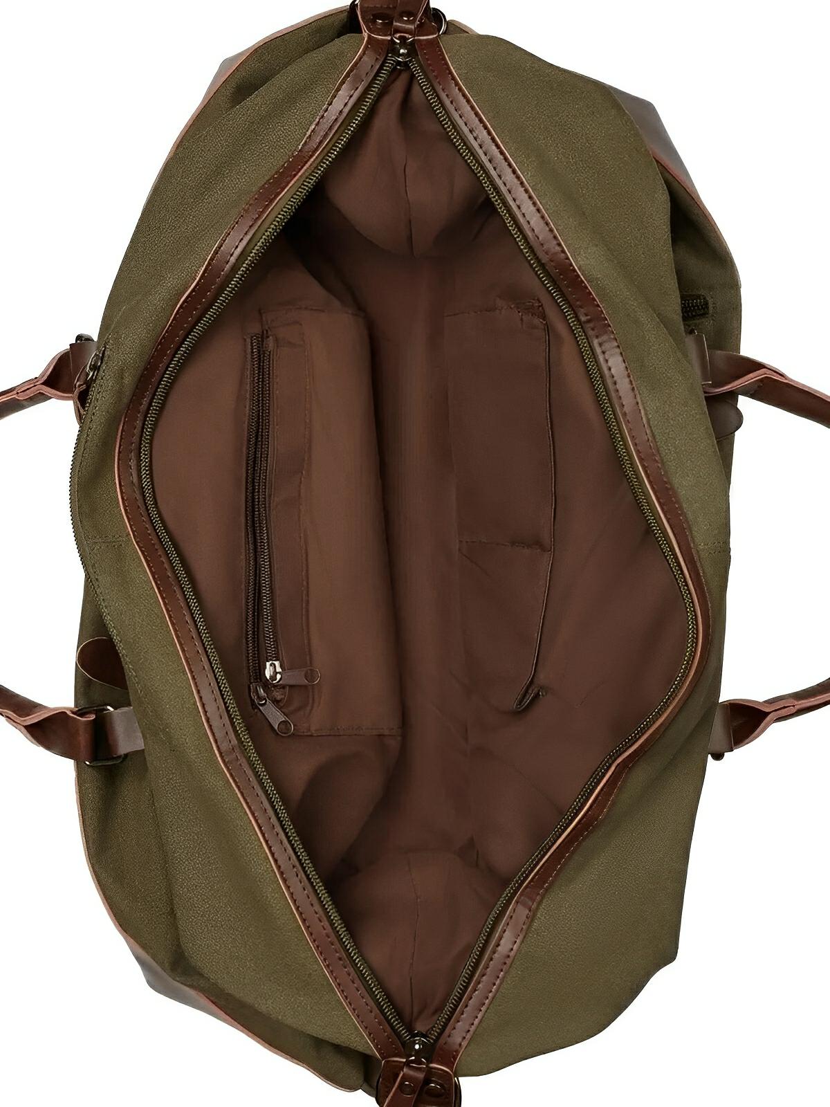 Sac de voyage toile et simili vegan, grand format, pratique et résistant, multi - usage, modèle Bazin - Sac de voyage - Vert