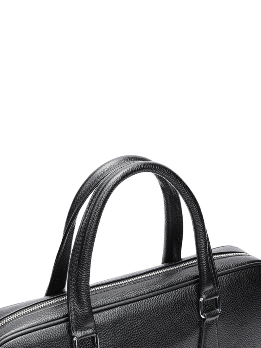 Sac en cuir véritable, porte - documents homme, format A4, bandoulière réglable, au design business, modèle Mauclerc - Porte - document - Noir