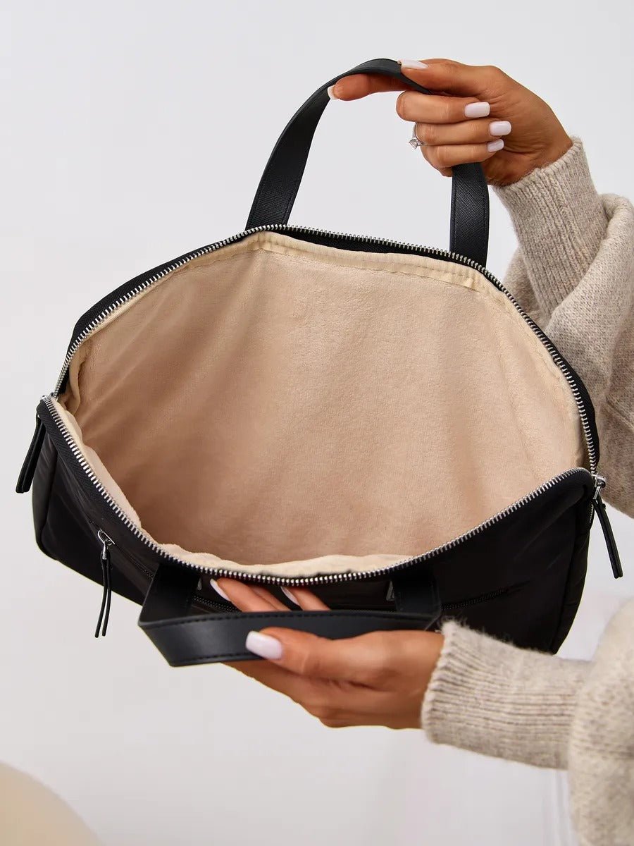 Sac ordinateur femme, housse ordinateur 15 pouces, sacoche PC imperméable, pochette ordinateur fine, mallette documents, modèle Joy - Housse - Noir M