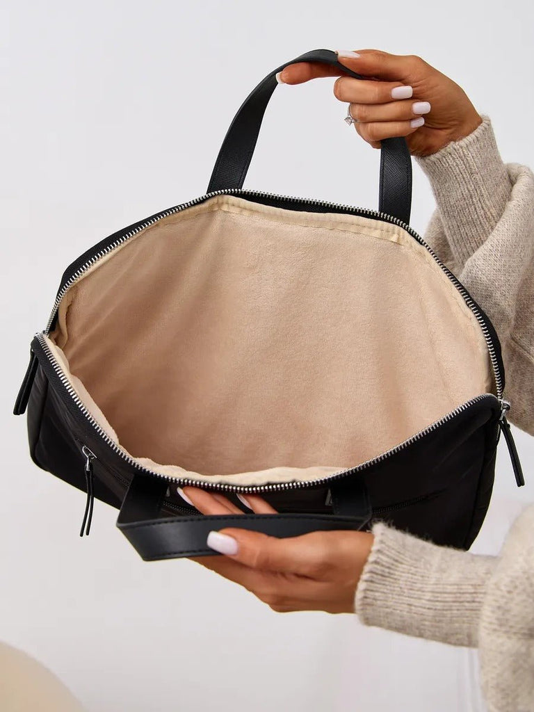 Sac ordinateur femme, housse ordinateur 15 pouces, sacoche PC imperméable, pochette ordinateur fine, mallette documents, modèle Joy - Housse - Noir M