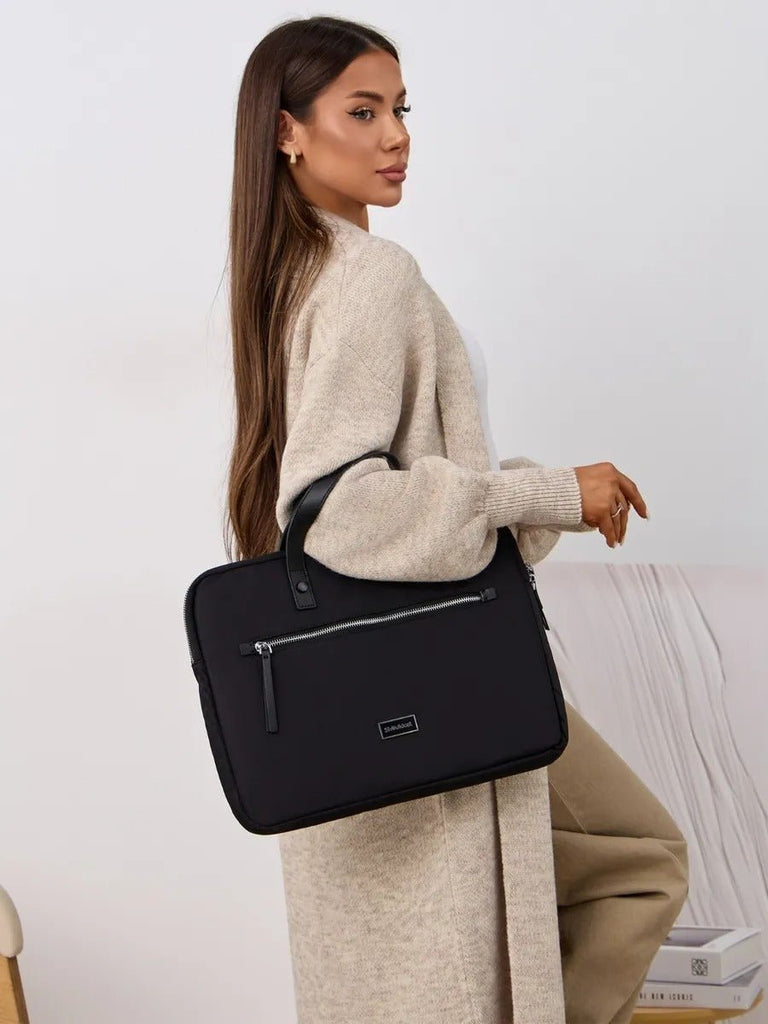 Sac ordinateur femme, housse ordinateur 15 pouces, sacoche PC imperméable, pochette ordinateur fine, mallette documents, modèle Joy - Housse - Noir M