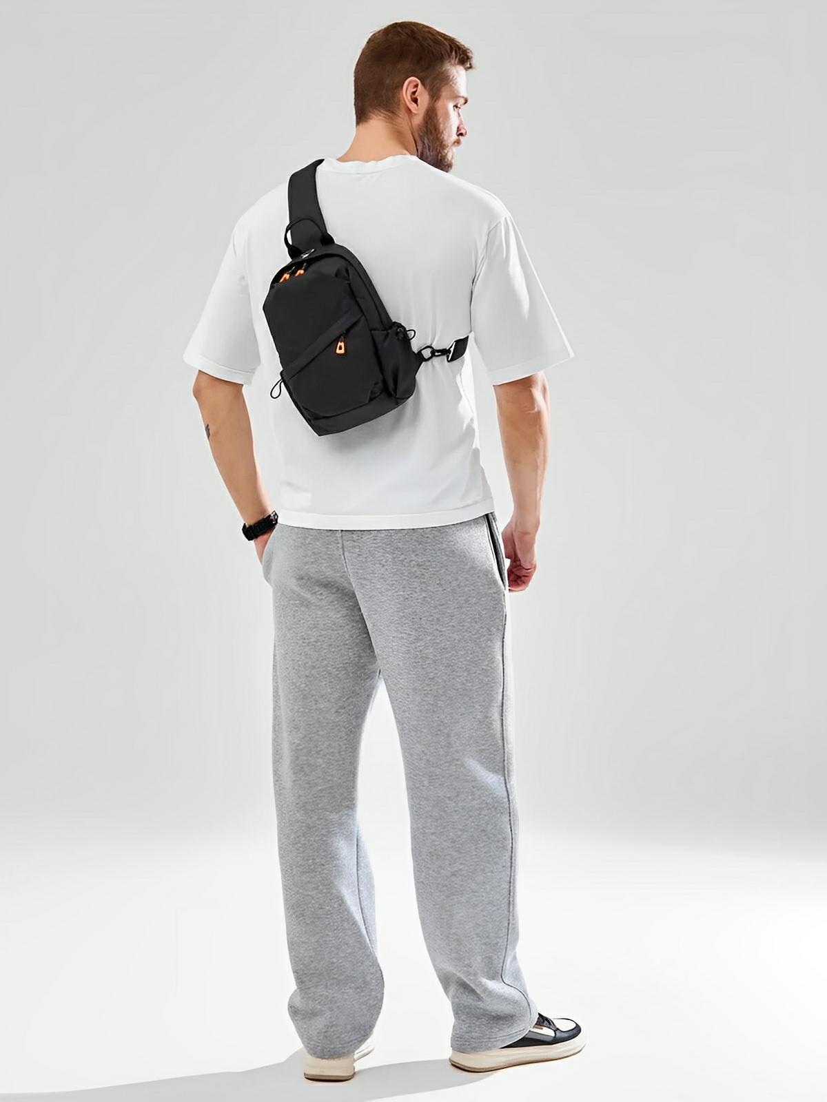 Sacoche bandoulière homme, compact et légère, tissu déperlant, multi - compartiments, port USB intégré, modèle Alvin - Sacoche - Noir