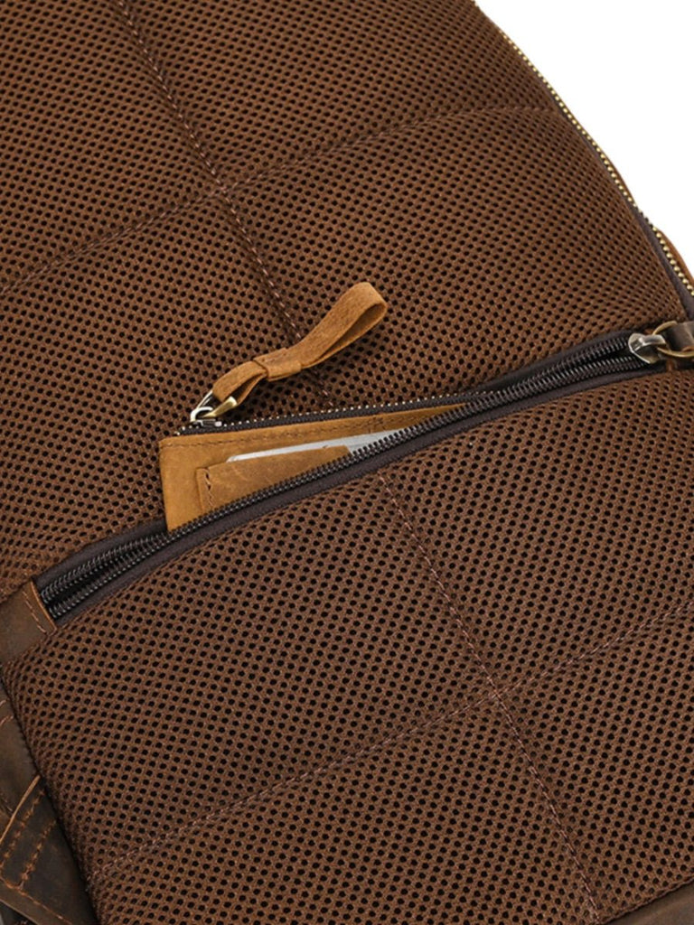 Sacoche d'épaule en cuir, pour l'homme contemporain, USB intégré, modèle Béranger - Sacoche - Marron