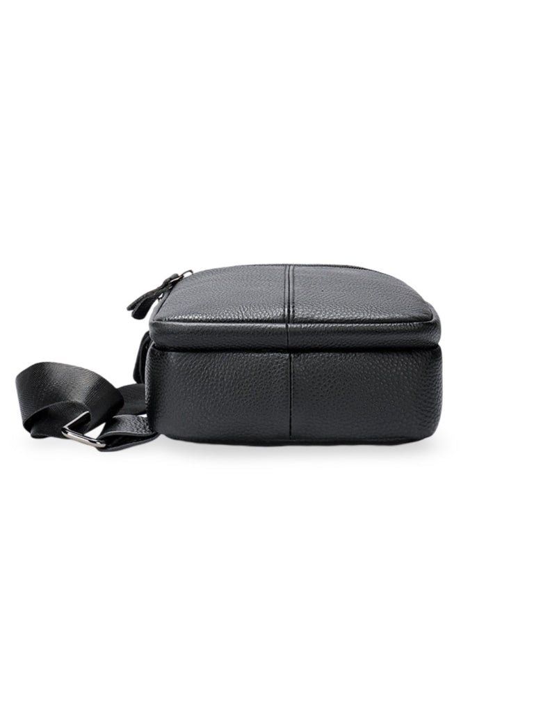 Sacoche pour homme en cuir pleine fleur, compact et pratique, design urbain, grande capacité, idéal quotidien et voyage, modèle Yanis - Sacoche - Noir