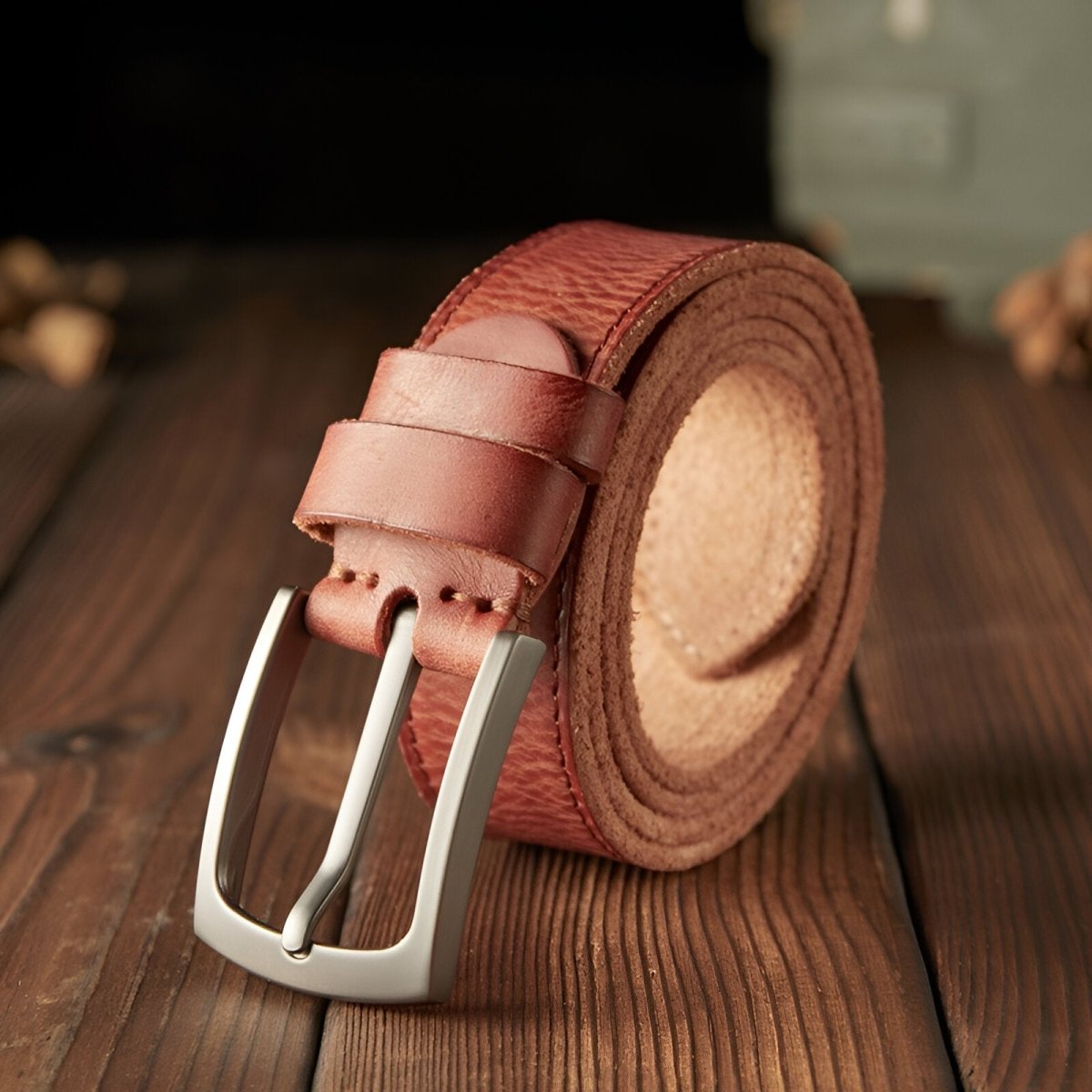 Ceinture en cuir epais pour homme style vintage modele Clovis